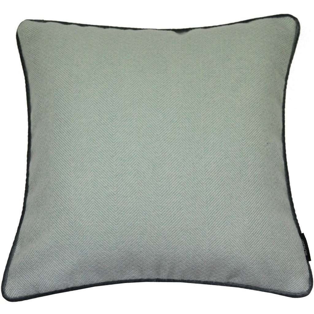 Duck Egg Blue Cushions with Grey Velvet Piping McAlister Textiles
