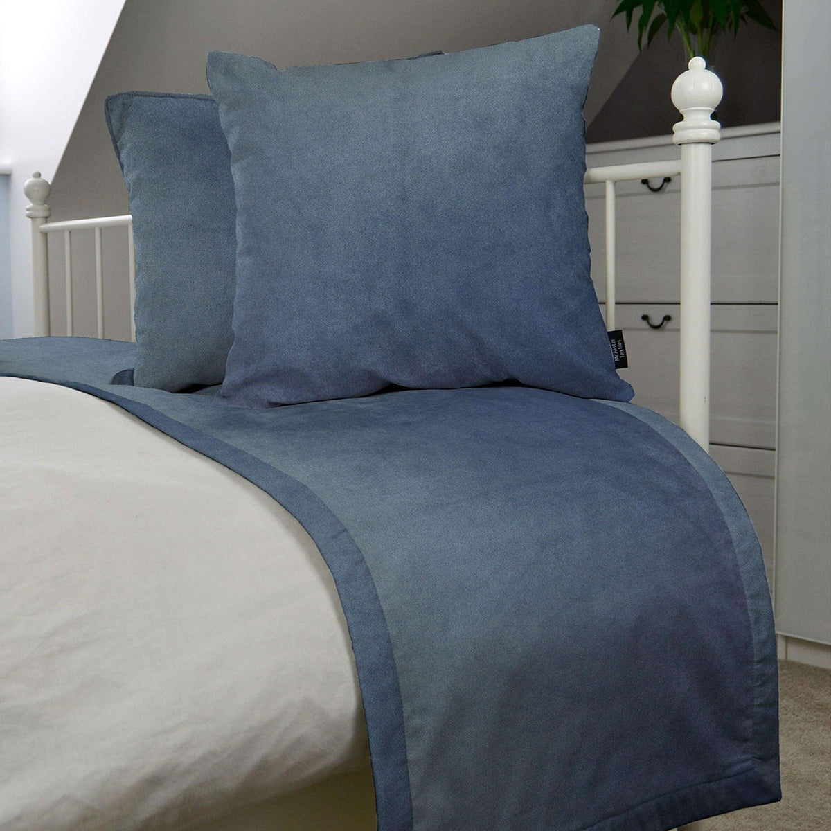 Petrol Blue Velvet Twin Bedding Set McAlister Textiles McAlister
