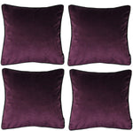 Load image into Gallery viewer, McAlister Textiles Matt Aubergine Purple Velvet 43cm x 43cm Piped Cushion Sets Cushions and Covers 
