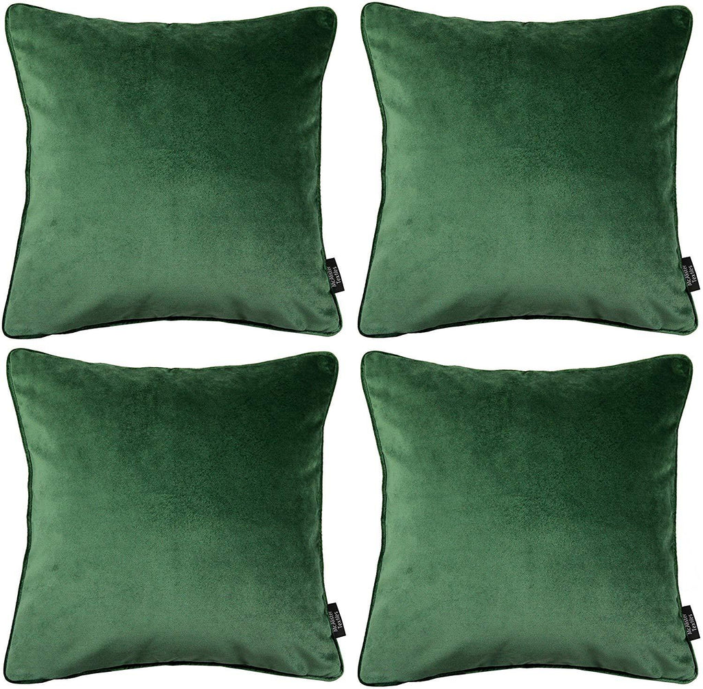 McAlister Textiles Matt Moss Green Velvet 43cm x 43cm Piped Cushion Sets Cushions and Covers 