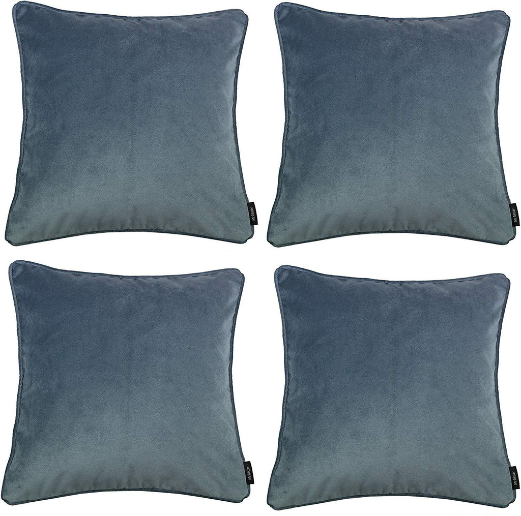 McAlister Textiles Matt Petrol Blue Velvet 43cm x 43cm Piped Cushion Sets Cushions and Covers 