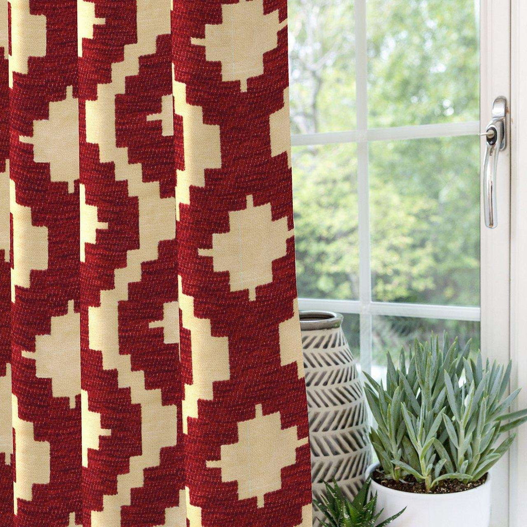 McAlister Textiles Arizona Geometric Red Curtains mw_product_option_cloned 