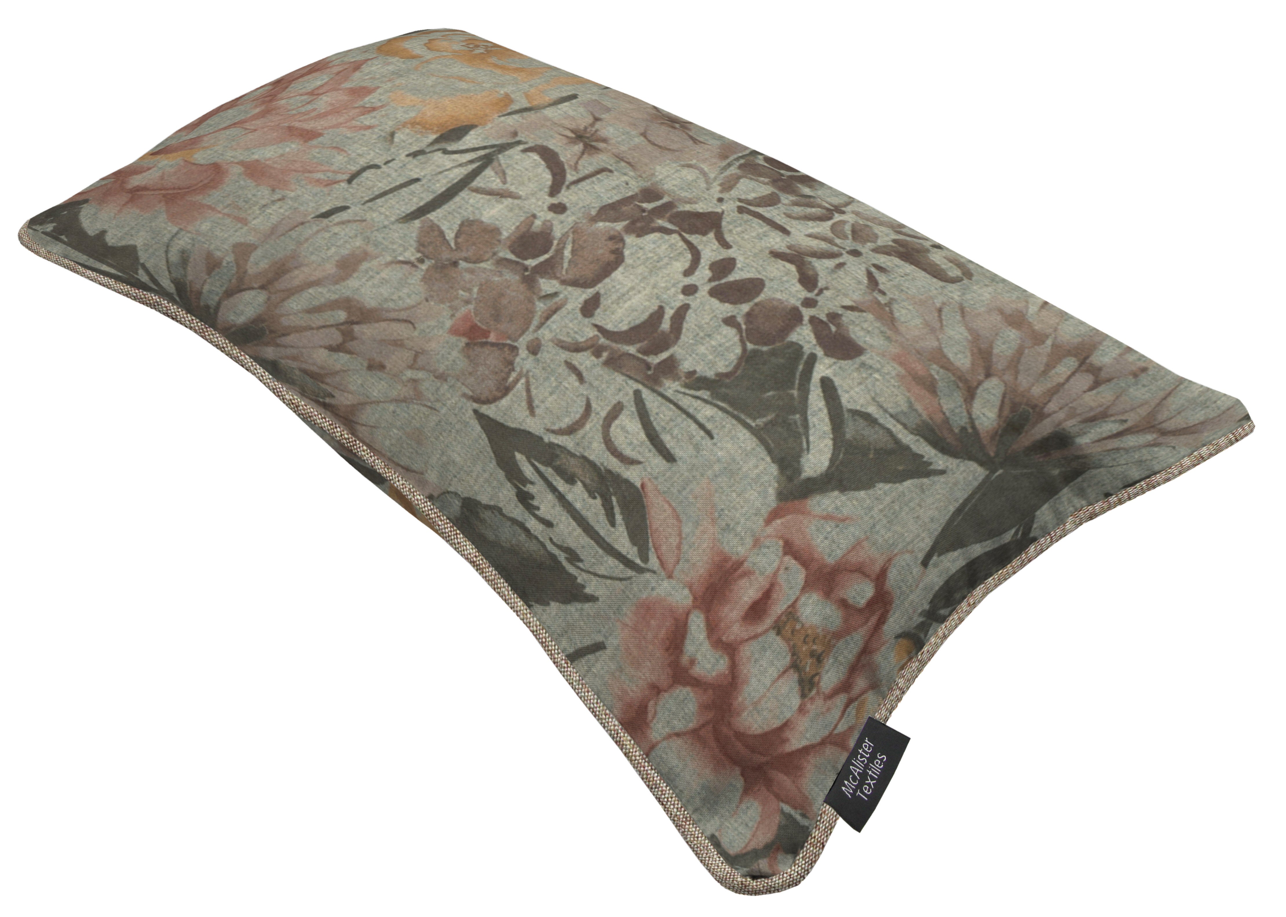 McAlister Textiles Blooma Green, Pink and Ochre Floral Cushion Cushions and Covers 