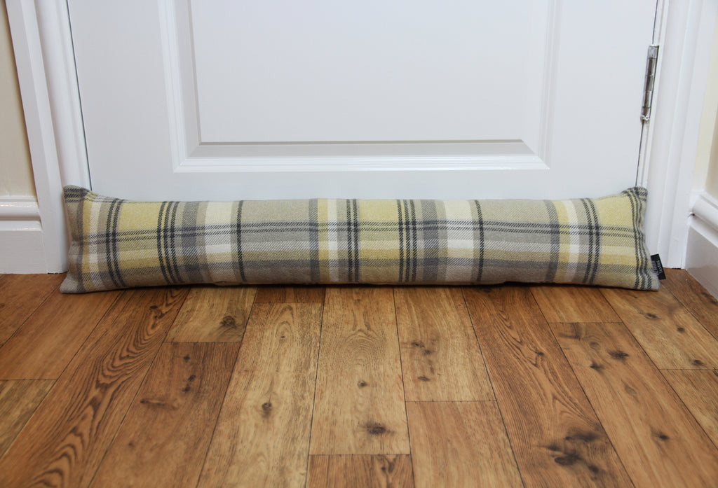 McAlister Textiles Heritage Yellow + Grey Tartan Draught Excluder Draught Excluders 