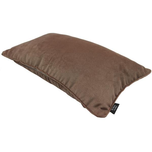 McAlister Textiles Matt Mocha Brown Piped Velvet Cushion Cushions and Covers 