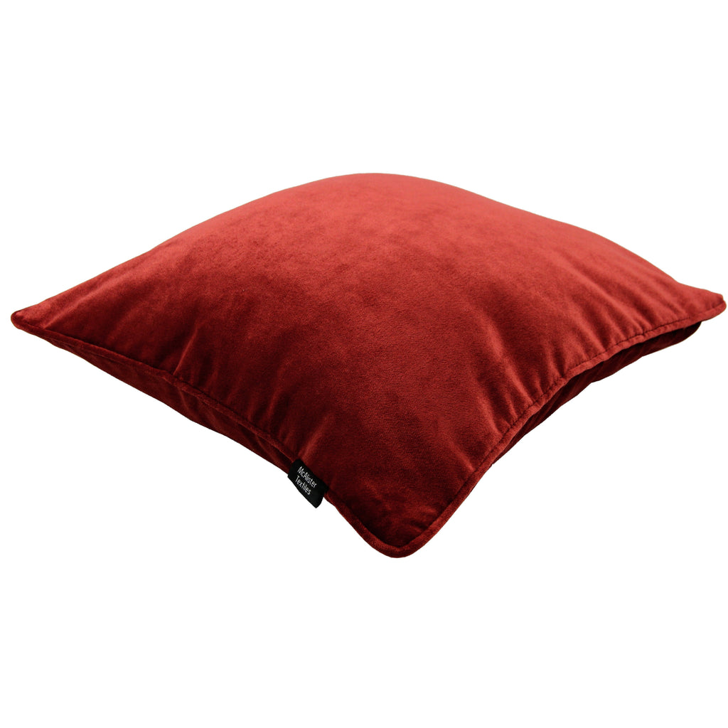 McAlister Textiles Matt Rust Red Orange Piped Velvet Cushion Cushions and Covers 