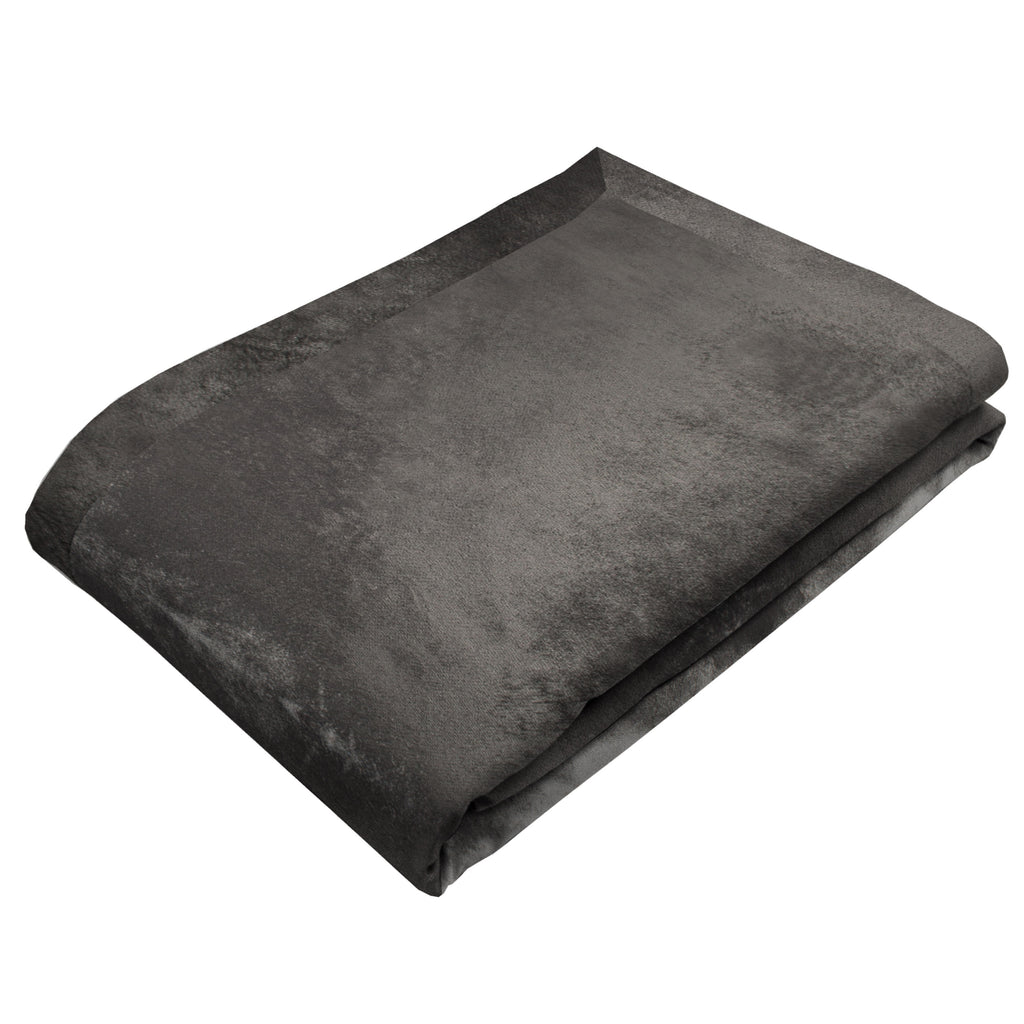 McAlister Textiles Charcoal Grey Crushed Velvet Throws & Runners Throws and Runners 
