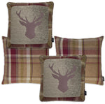 Load image into Gallery viewer, McAlister Textiles Stag Purple + Green Tartan 43cm x 43cm Cushion Set Cushions and Covers Set of 4 cushions 
