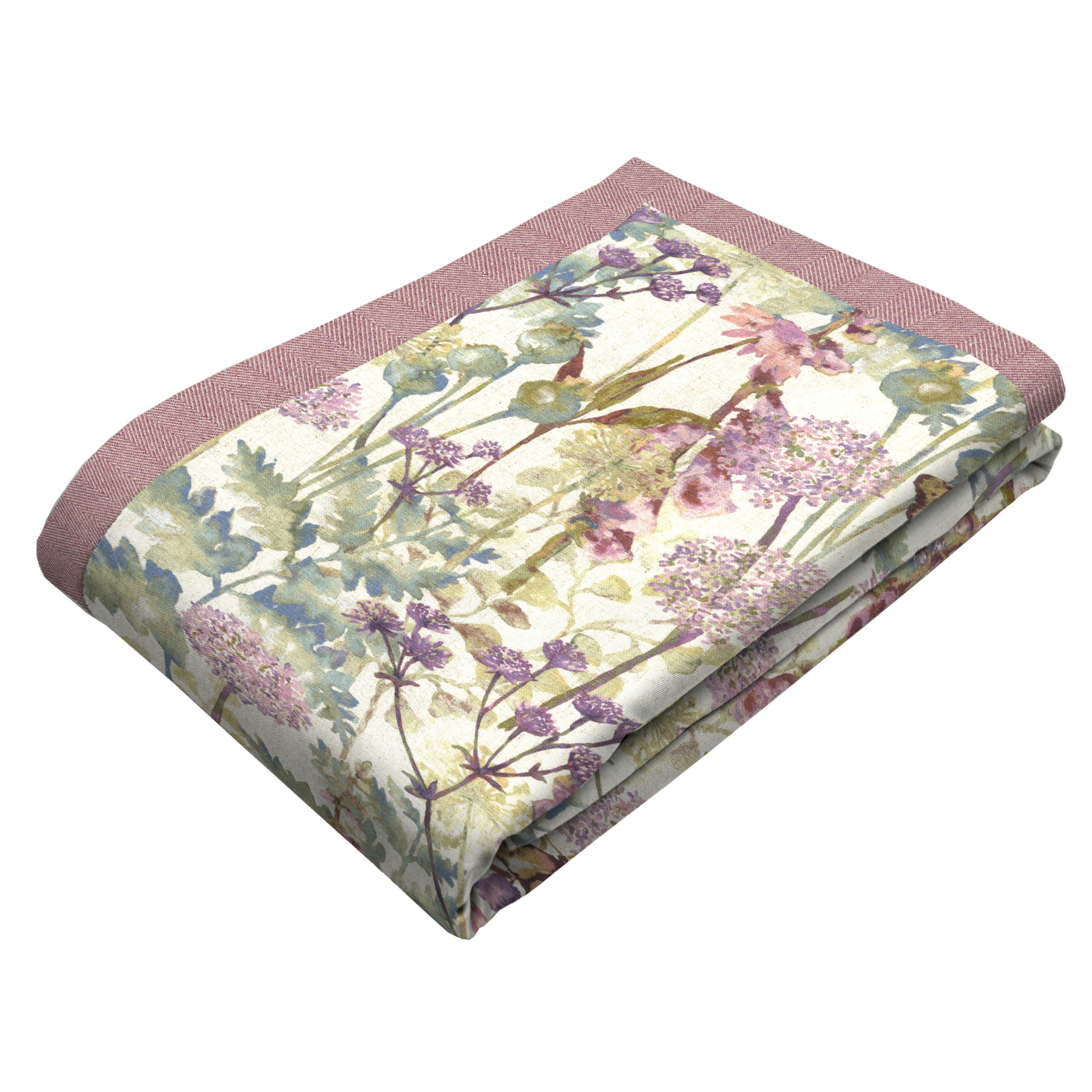 McAlister Textiles Wildflower Pastel Purple Herringbone Border Throws & Runners Throws and Runners 