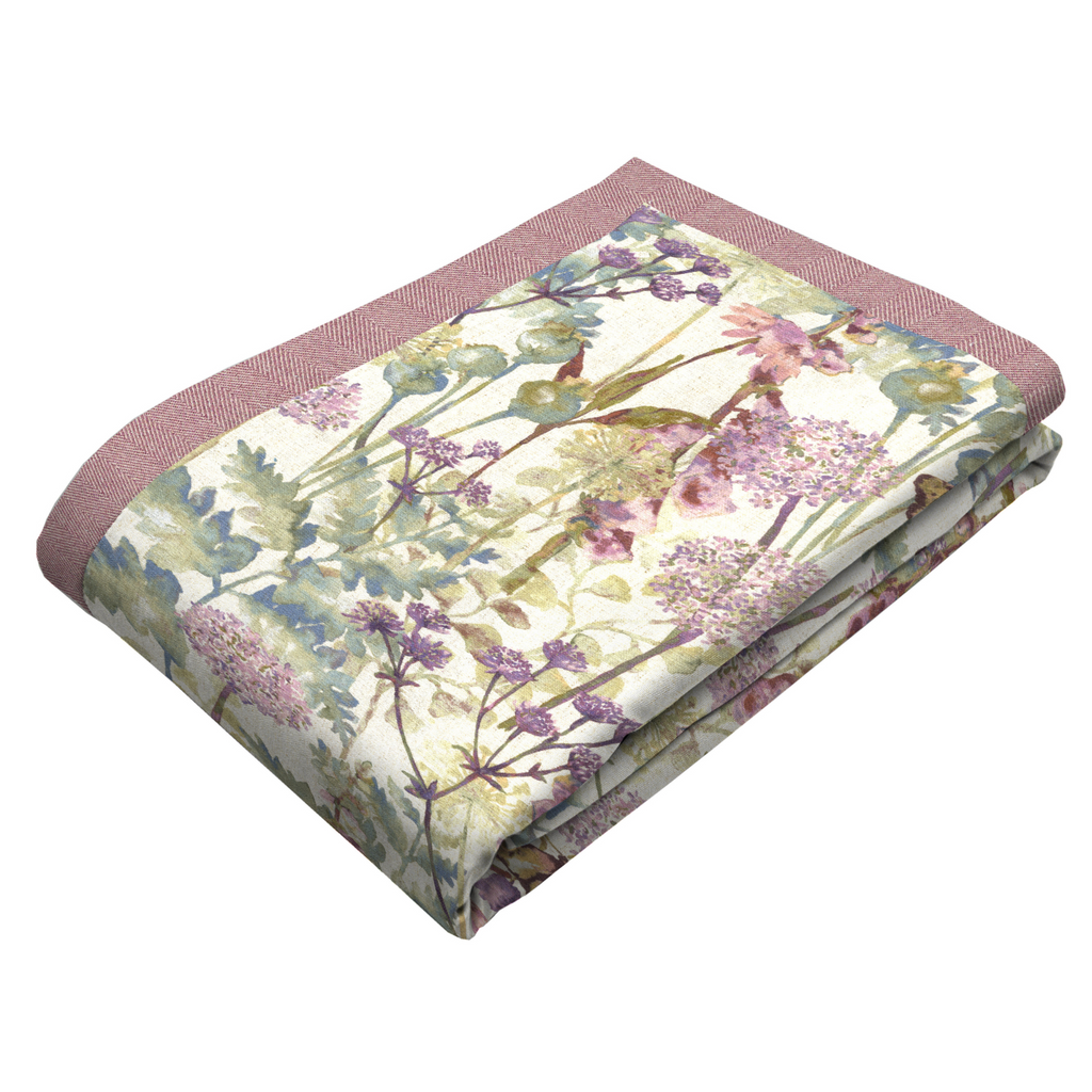 McAlister Textiles Wildflower Pastel Purple Herringbone Border Throws & Runners Throws and Runners