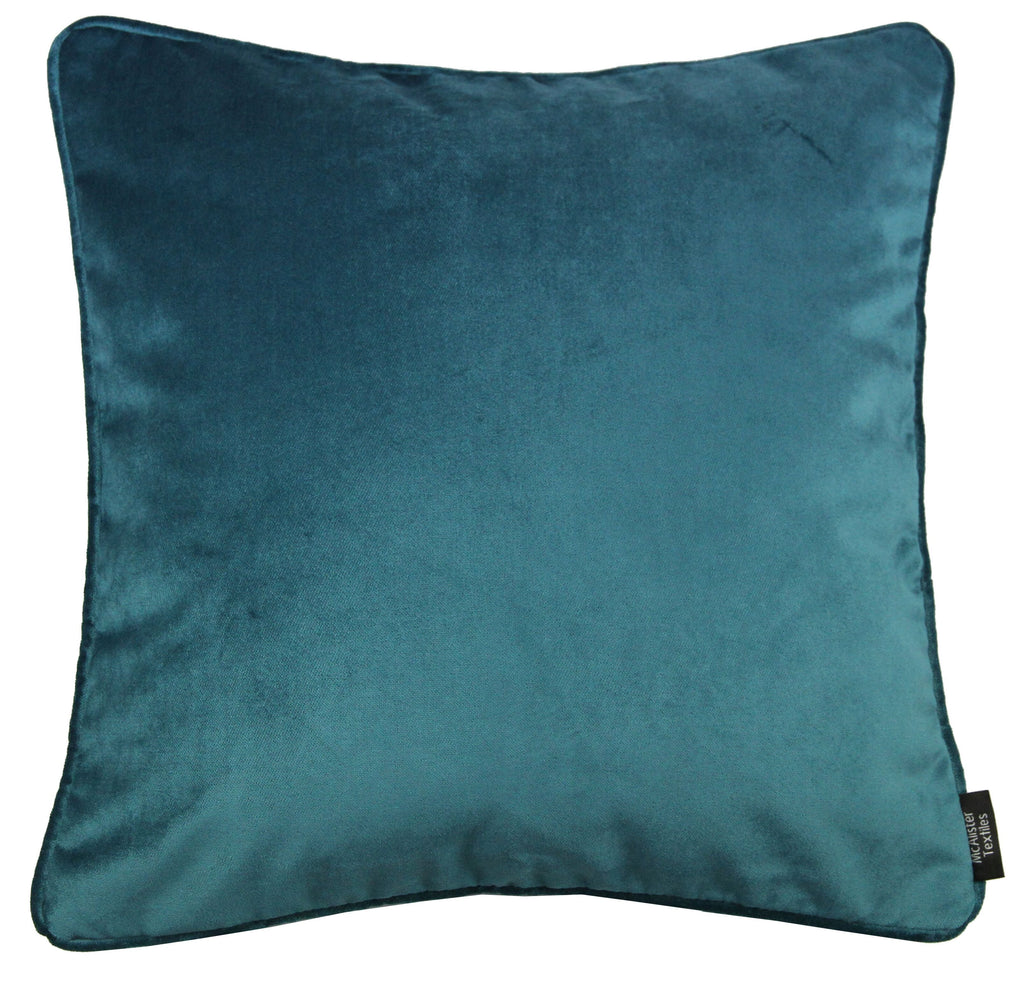 McAlister Textiles Matt Blue Teal Velvet 43cm x 43cm Piped Cushion Sets Cushions and Covers 