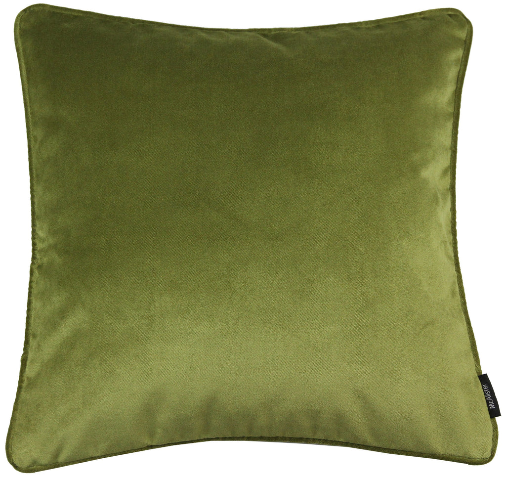 McAlister Textiles Matt Lime Green Velvet 43cm x 43cm Piped Cushion Sets Cushions and Covers 