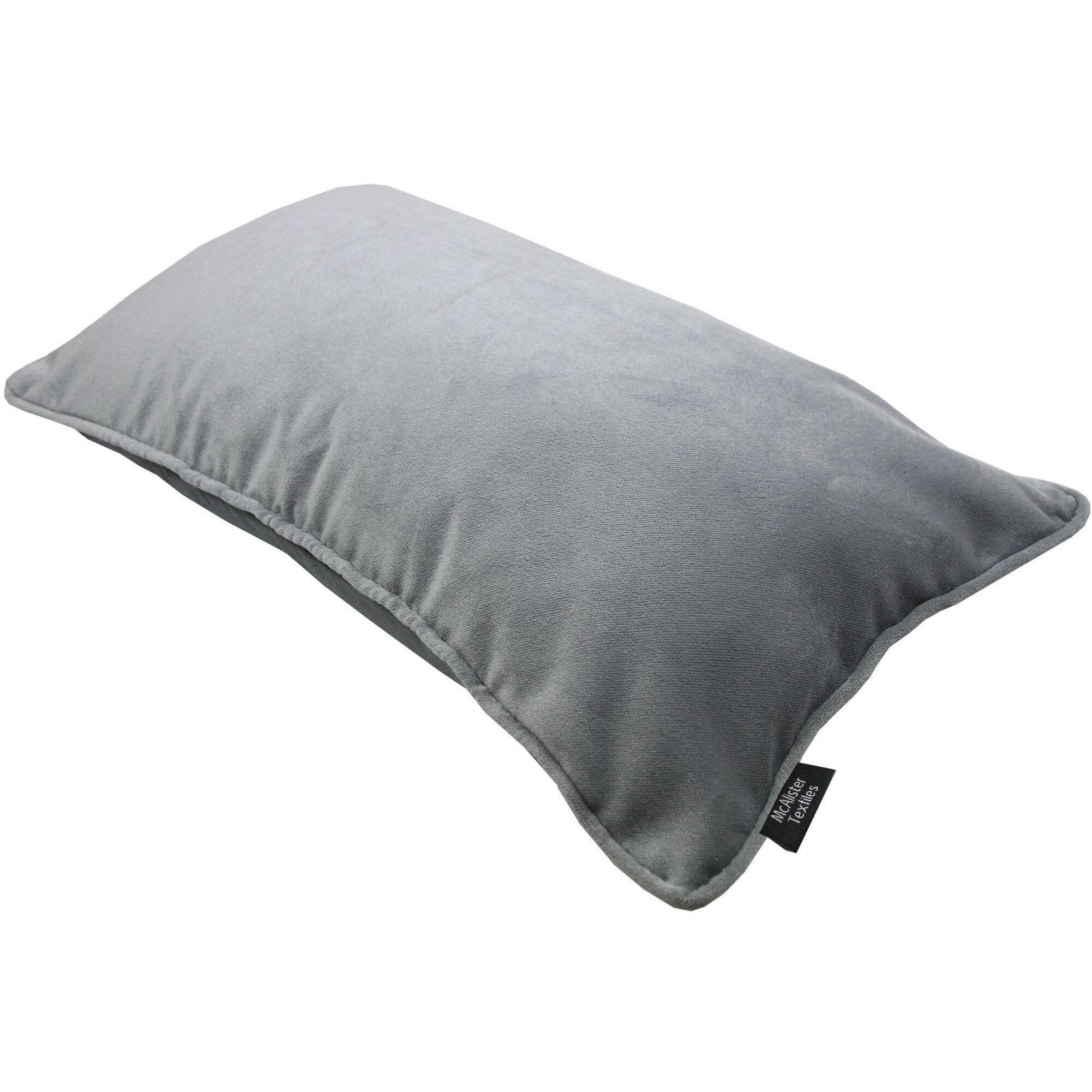 McAlister Textiles Matt Dove Grey Piped Velvet Cushion Cushions and Covers 