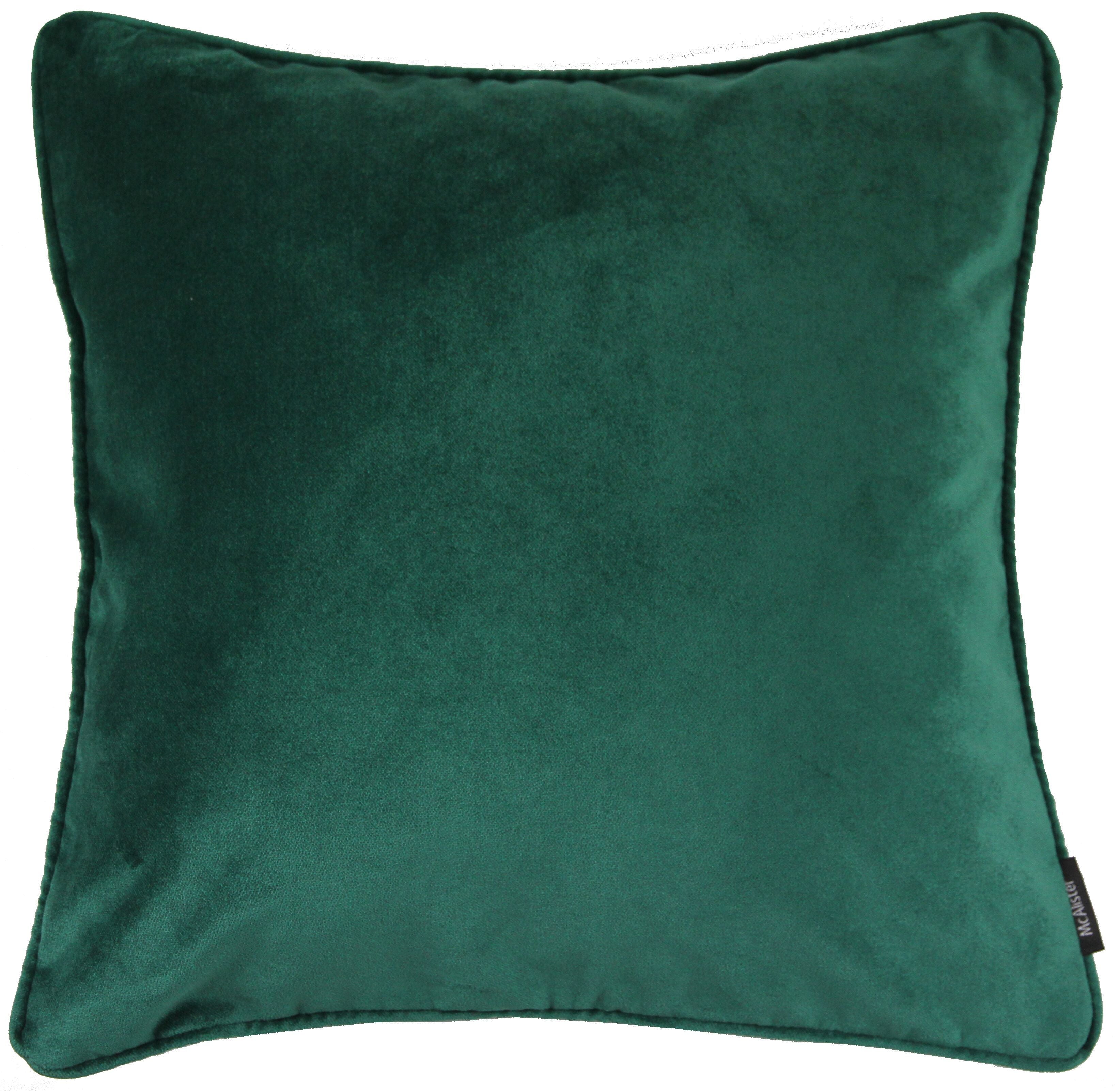 McAlister Textiles Matt Emerald Green Velvet 43cm x 43cm Piped Cushion Sets Cushions and Covers 