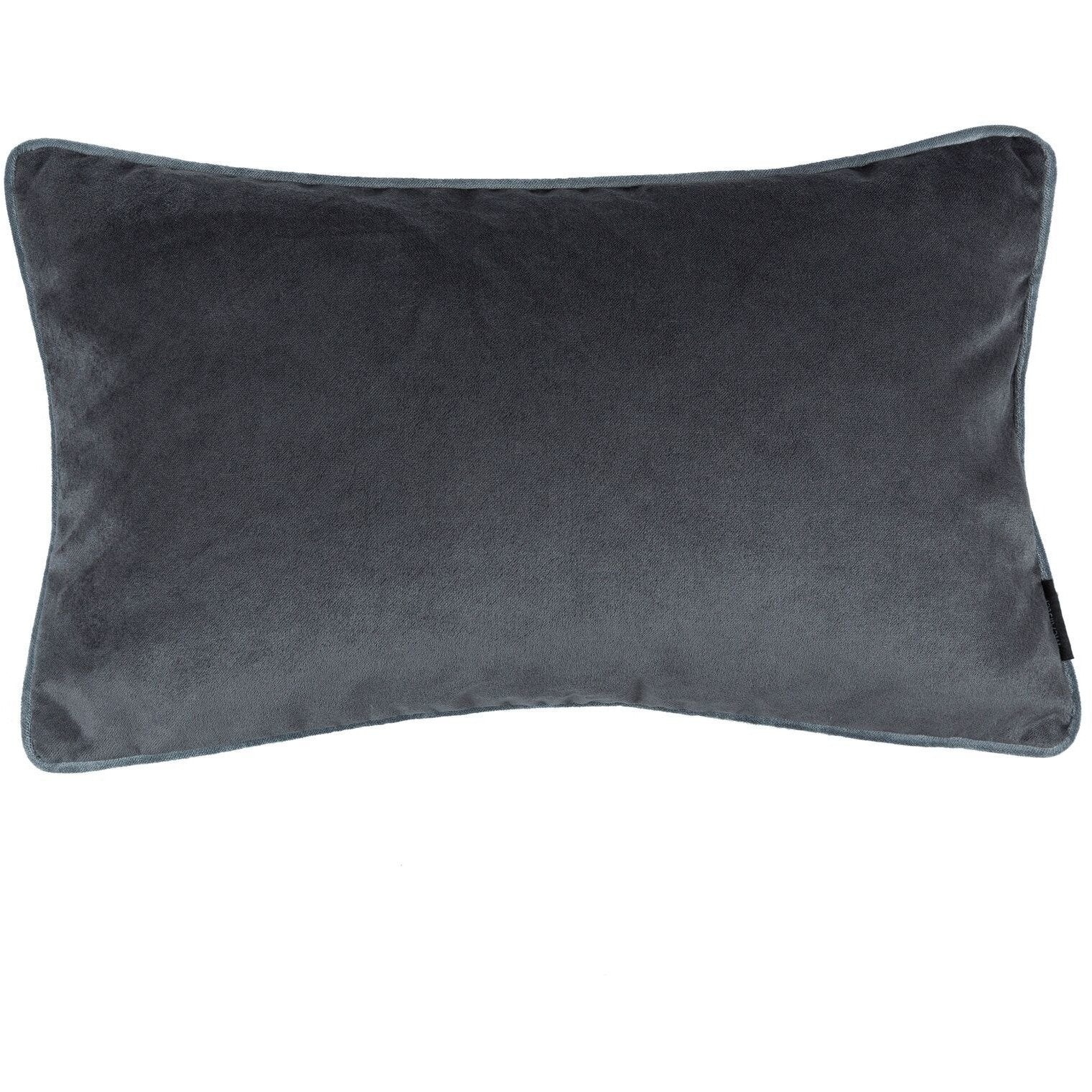 McAlister Textiles Matt Charcoal Grey Contrast Piped Velvet Cushion Cushions and Covers 