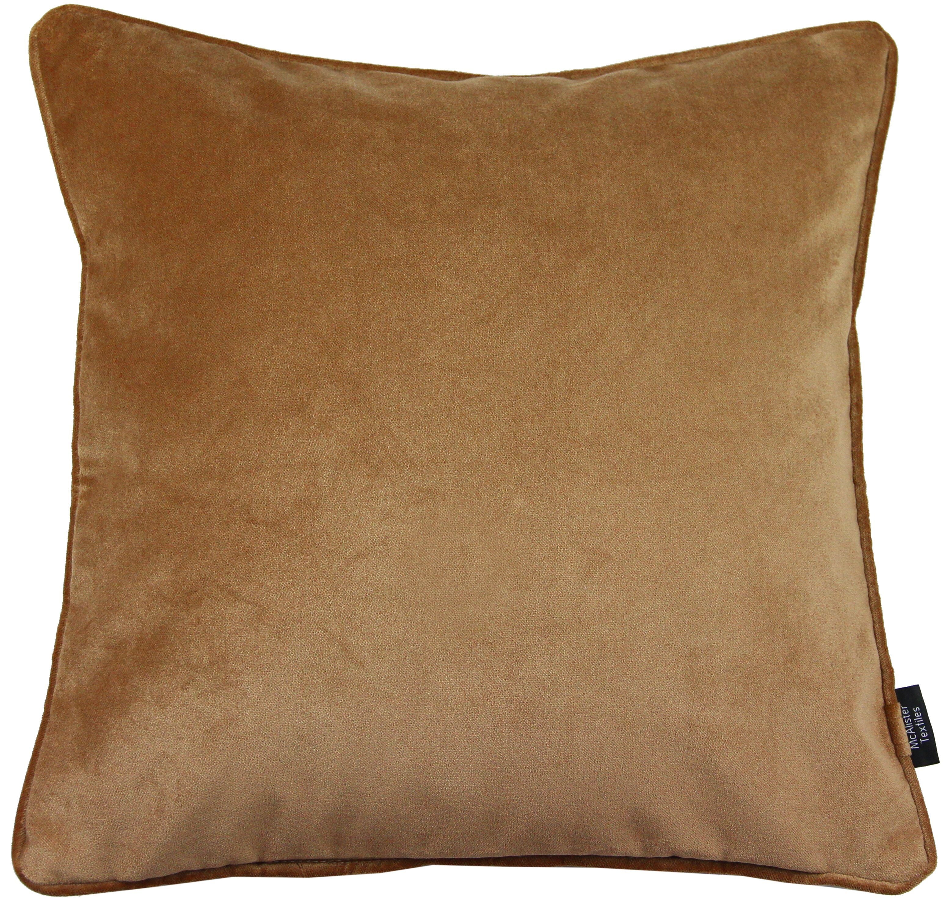 McAlister Textiles Matt Caramel Gold Velvet 43cm x 43cm Piped Cushion Sets Cushions and Covers 