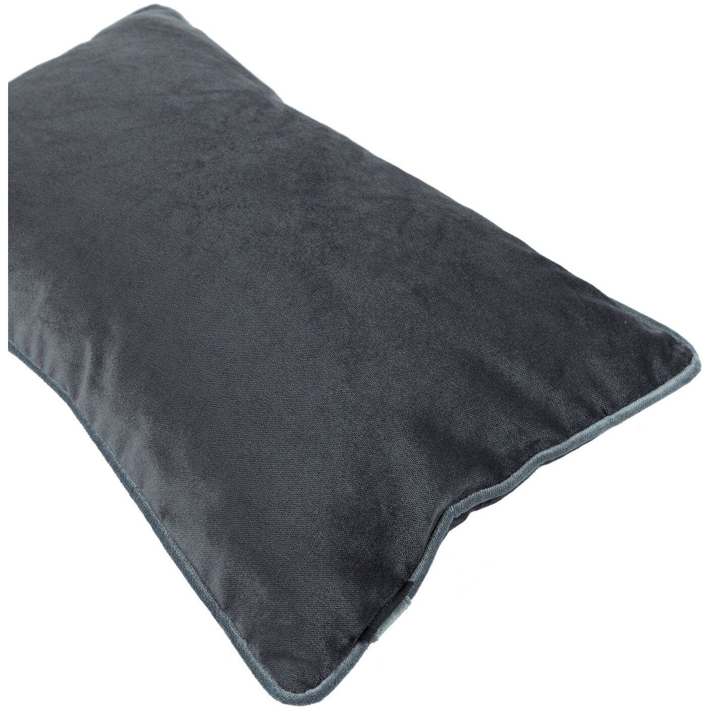 McAlister Textiles Matt Charcoal Grey Contrast Piped Velvet Cushion Cushions and Covers 