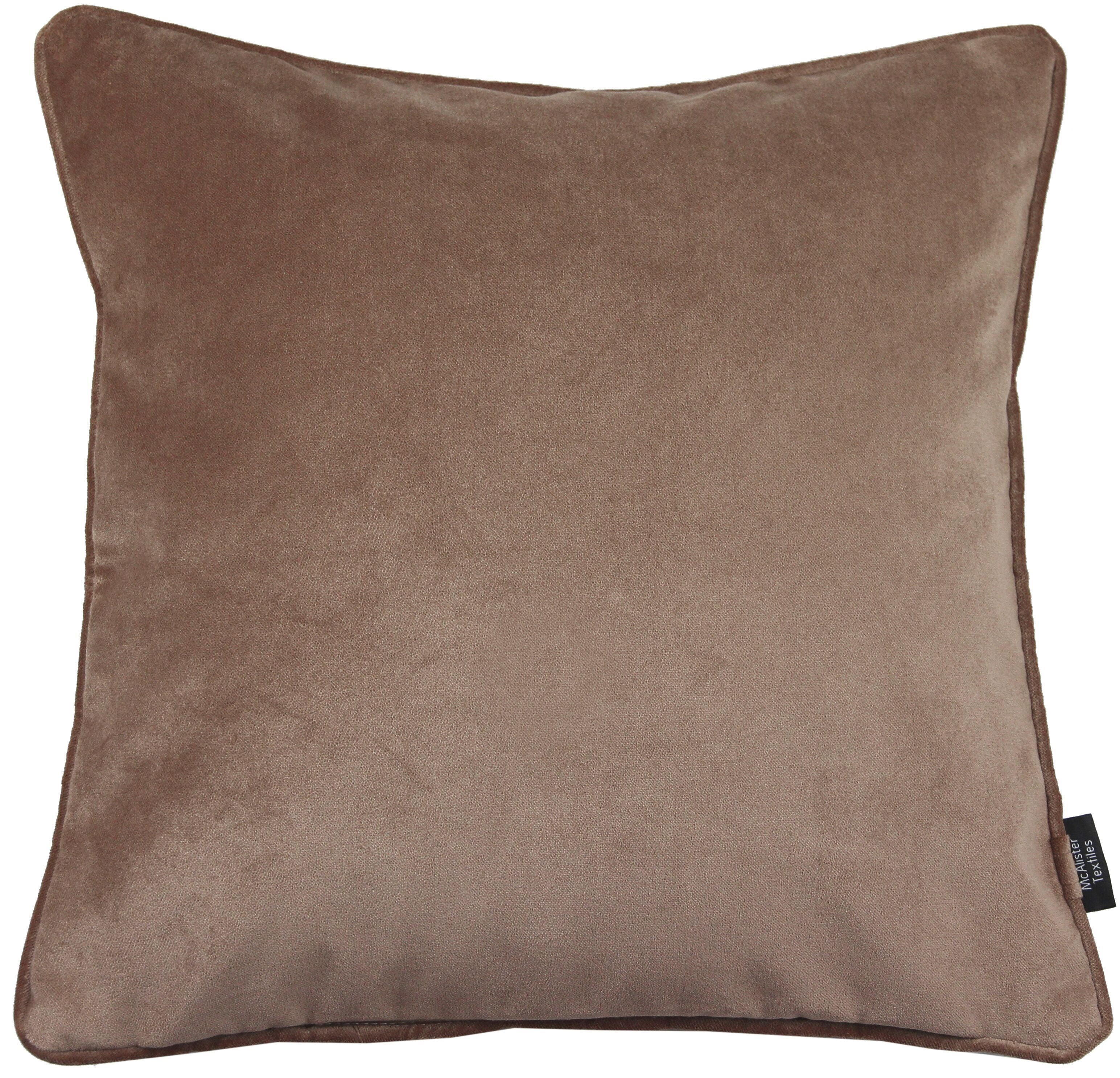 McAlister Textiles Matt Mocha Brown Velvet 43cm x 43cm Piped Cushion Sets Cushions and Covers 