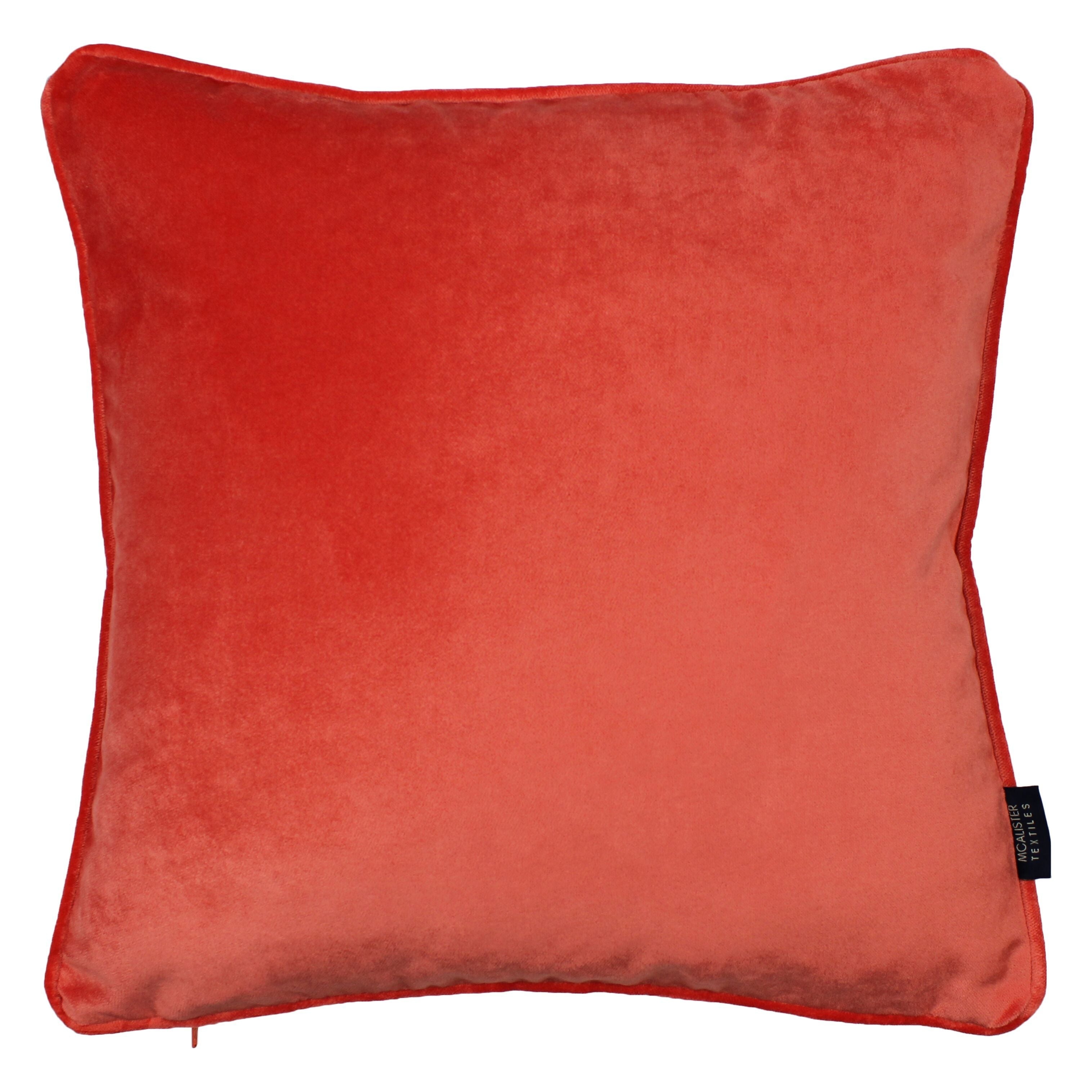 McAlister Textiles Matt Coral Pink Velvet 43cm x 43cm Piped Cushion Sets Cushions and Covers 