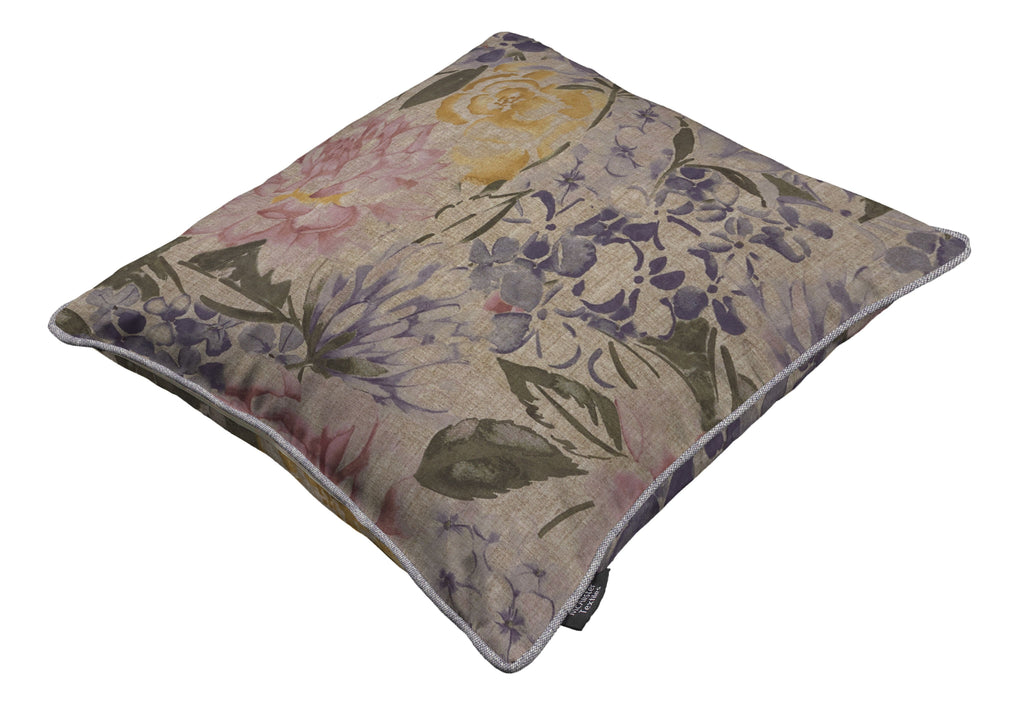 McAlister Textiles Blooma Purple, Pink and Ochre Floral Cushion Cushions and Covers 