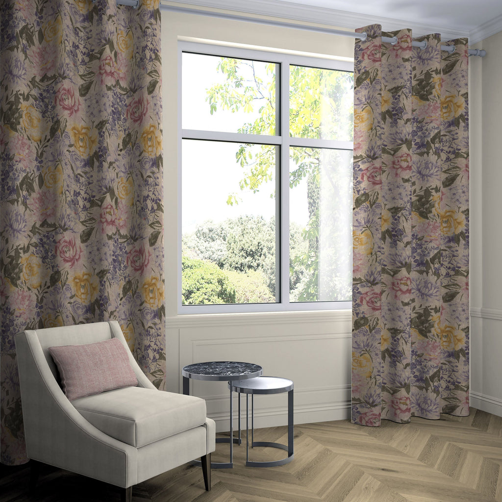 McAlister Textiles Blooma Purple, Pink and Ochre Floral Curtains mw_product_option_cloned 