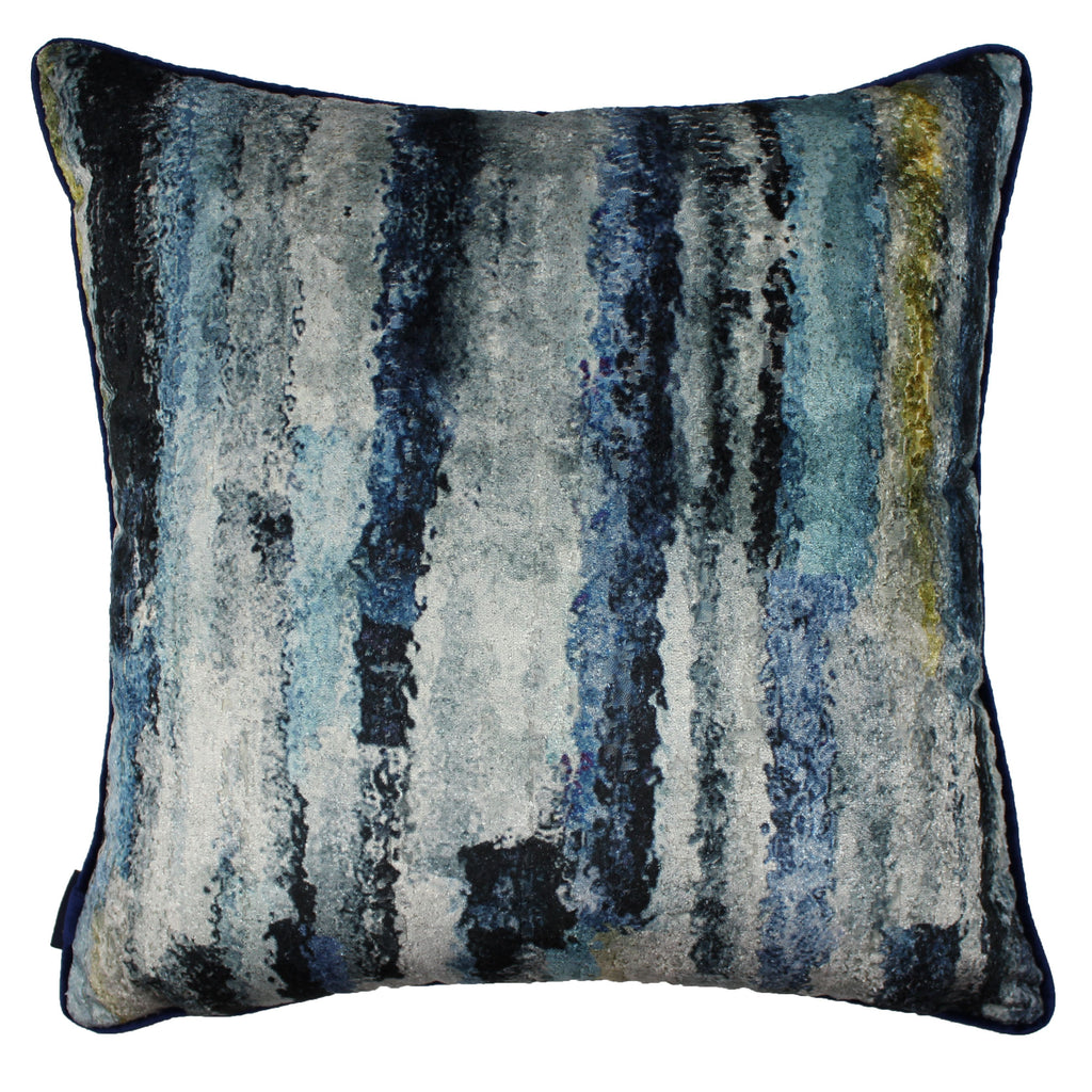 McAlister Textiles Aura Navy Blue Printed Velvet Cushions Cushions and Covers Cover Only 43cm x 43cm 