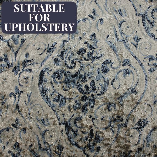 McAlister Textiles Renaissance Navy Blue Printed Velvet Fabric Fabrics 1/2 Metre 