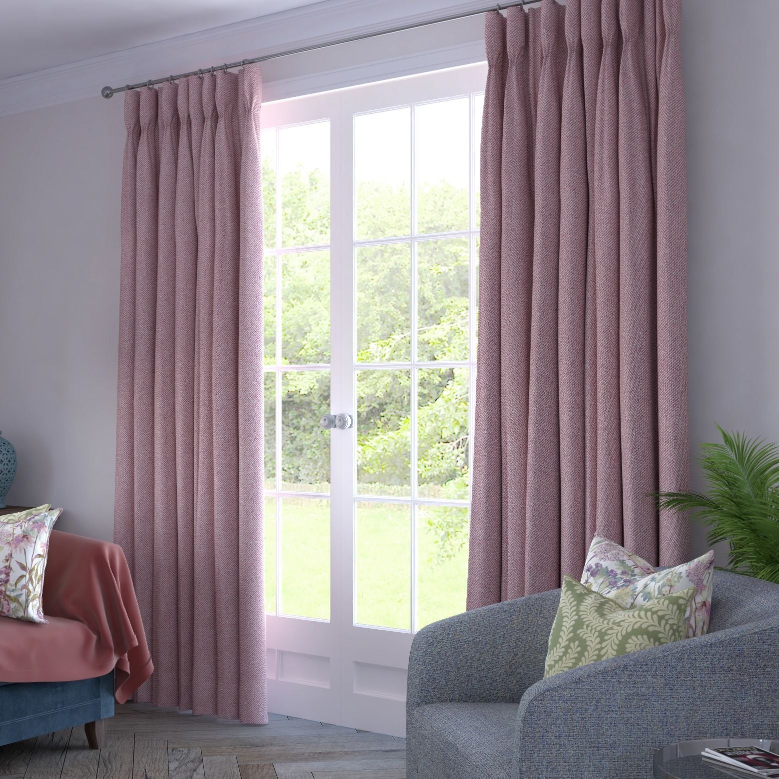McAlister Textiles Herringbone Lilac Purple Curtains Tailored Curtains 