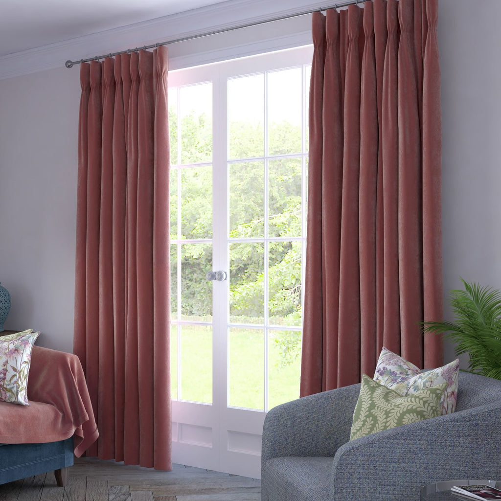McAlister Textiles Matt Blush Pink Velvet Curtains Tailored Curtains 