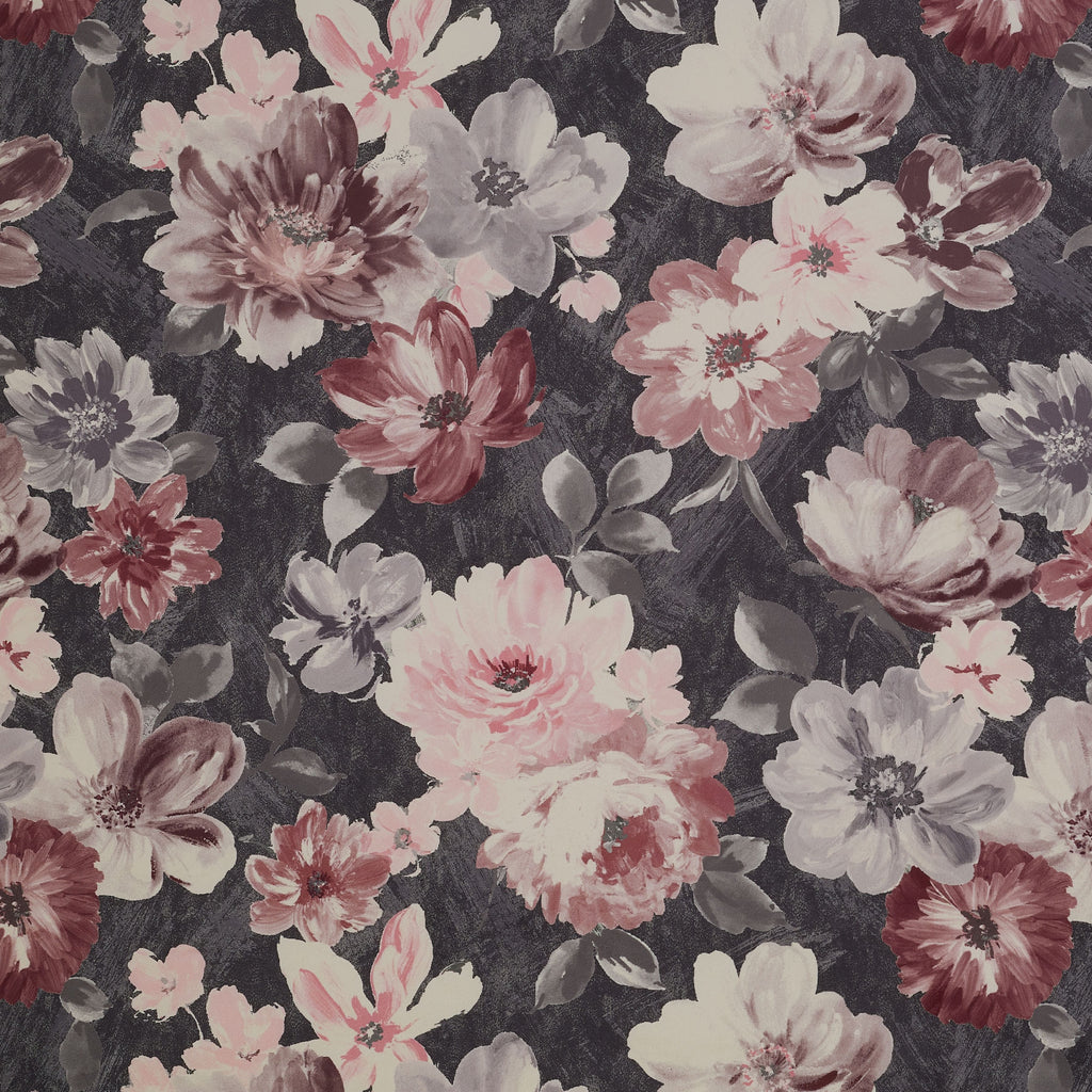 McAlister Textiles Camilla Grey, Pink and Purple Fabric Fabrics 1 Metre 