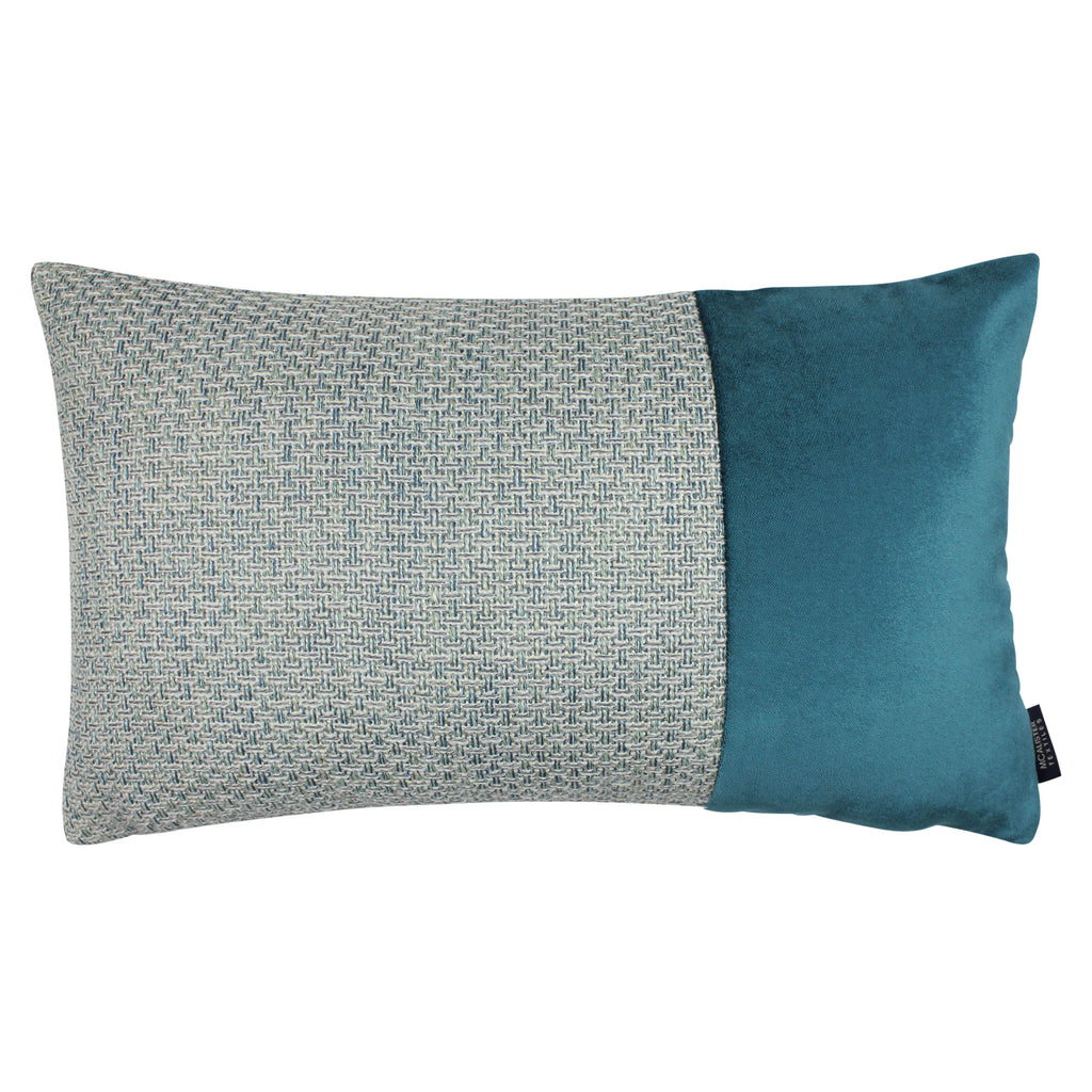 McAlister Textiles Skye Velvet Border Tweed Pillow - Teal Pillow Cover Only 50cm x 30cm 