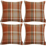 Load image into Gallery viewer, McAlister Textiles Heritage Burnt Orange + Grey Tartan 43cm x 43cm Cushion Sets Cushions and Covers Cushion Covers Set of 4 
