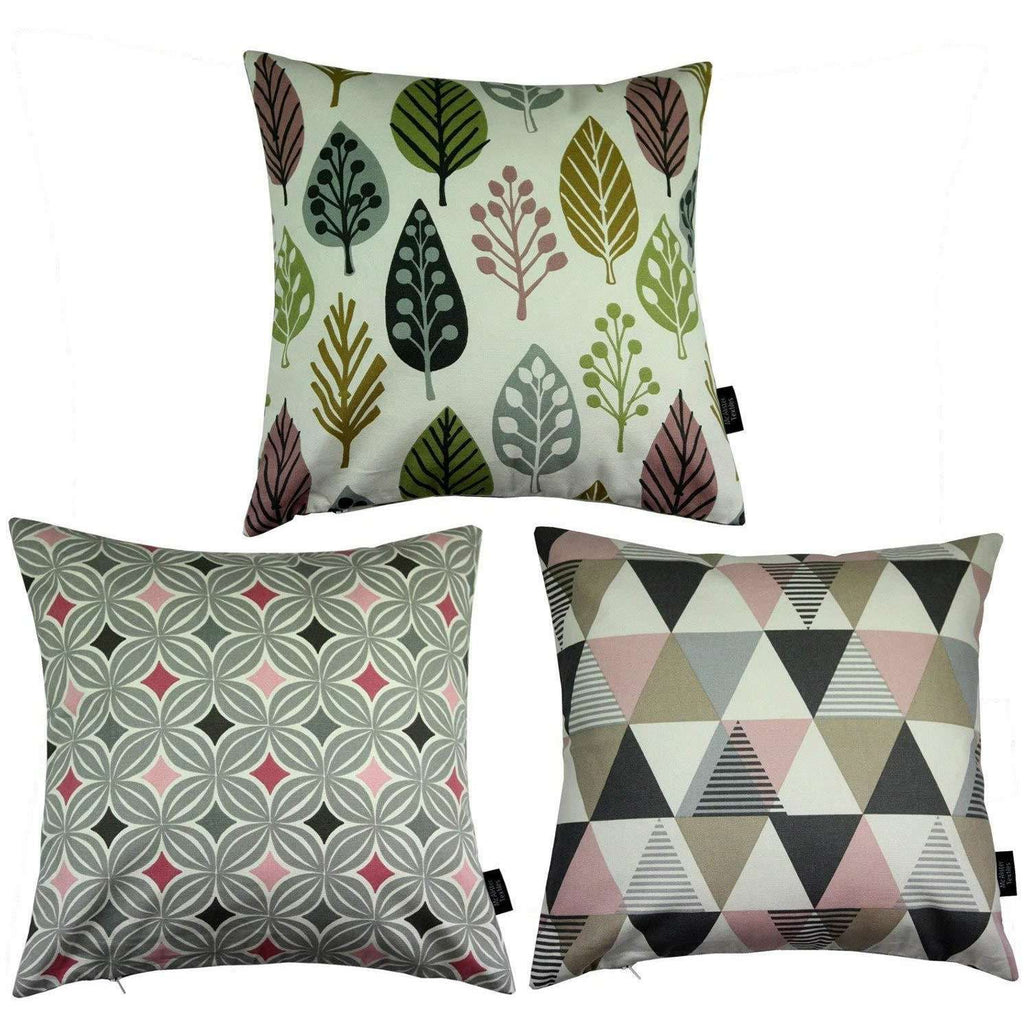 McAlister Textiles Geometric Blush Pink Cushion 43cm x 43cm Set of 3 Cushions and Covers Cover Only 