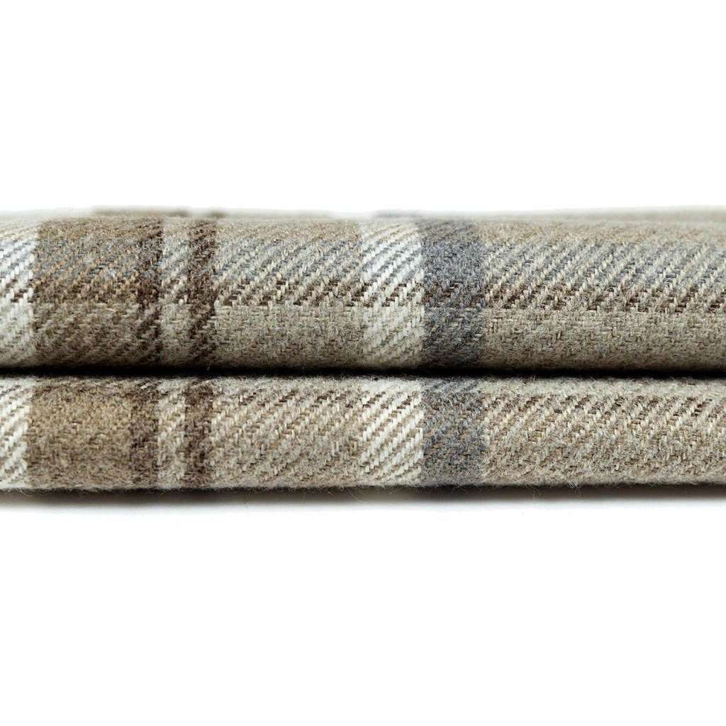 Heritage Natural Check Patterned Woven Wool Fabric By The Metre ...