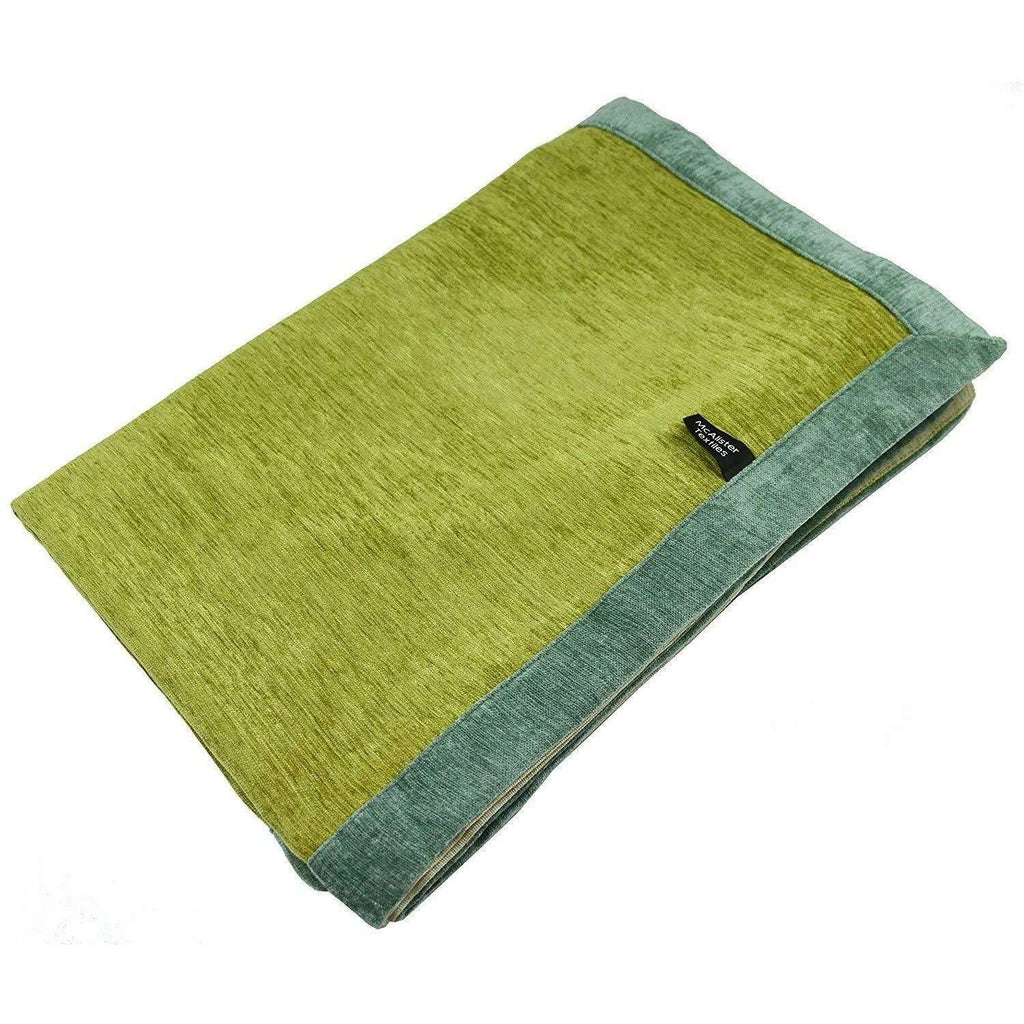McAlister Textiles Plain Chenille Contrast Green + Duck Egg Blue Throws & Runners Throws and Runners Regular (130cm x 200cm) 
