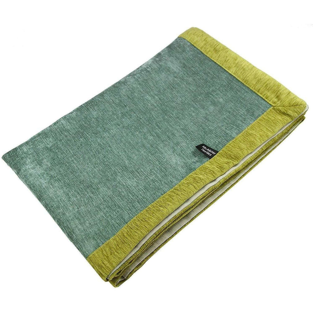 McAlister Textiles Plain Chenille Contrast Duck Egg Blue + Green Throws & Runners Throws and Runners Regular (130cm x 200cm) 
