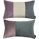 Load image into Gallery viewer, McAlister Textiles Patchwork Velvet Purple, Gold + Grey Pillow Set Pillow Set of 2 Cushion Covers 
