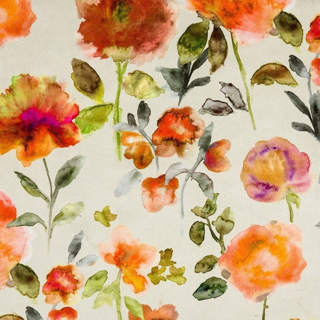 McAlister Textiles Renoir Floral Orange Velvet Fabric Fabrics 1 Metre 