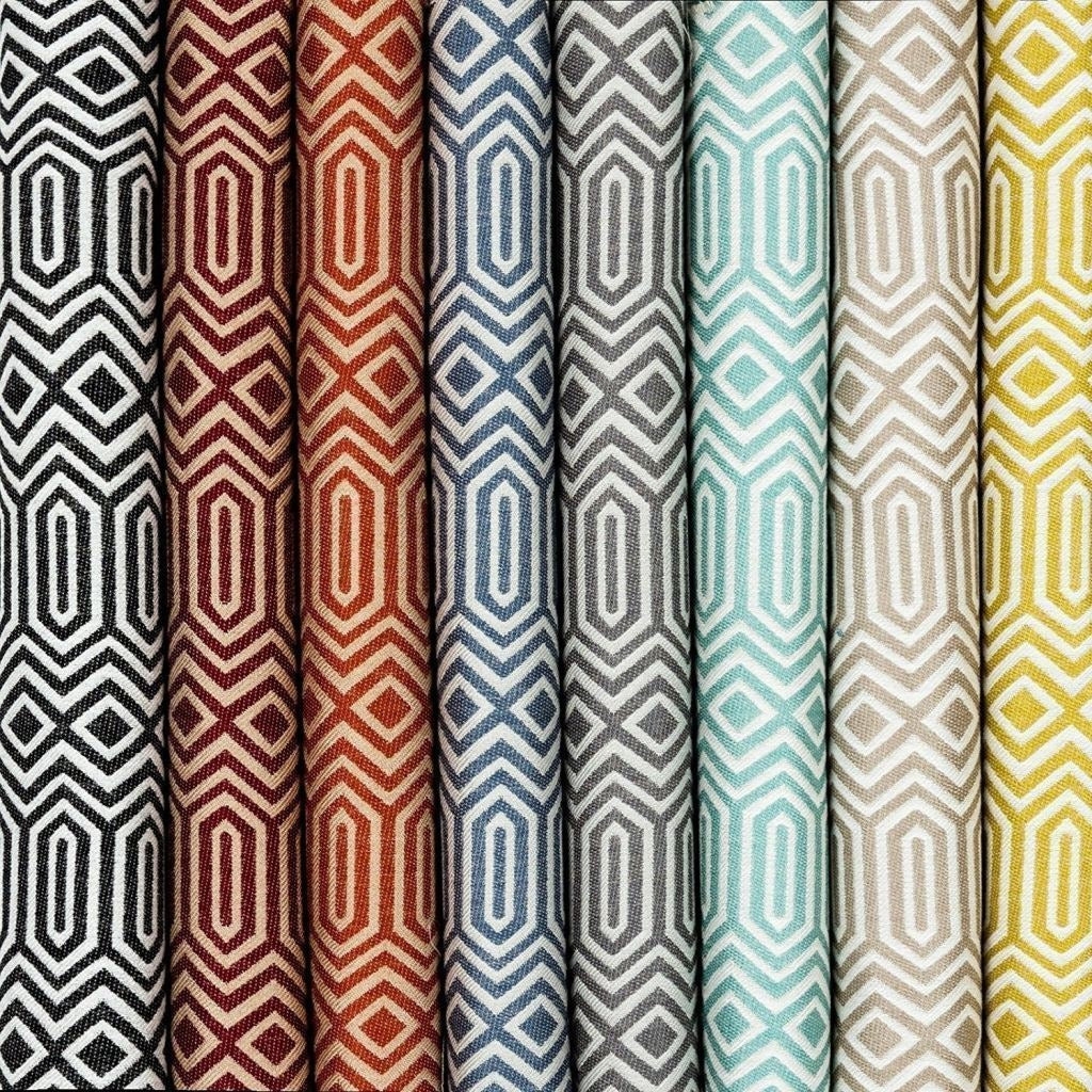 McAlister Textiles Colorado Geometric Black Fabric Fabrics 