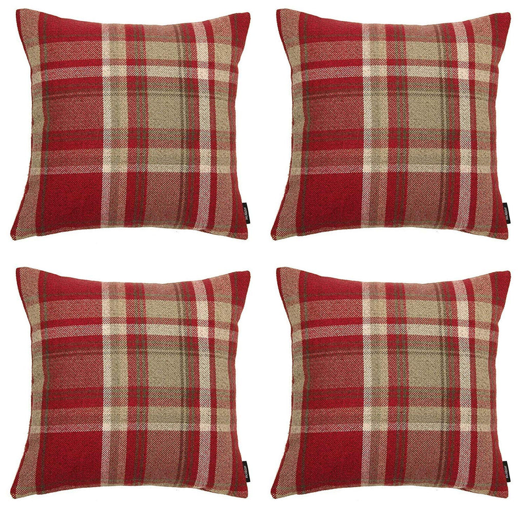 McAlister Textiles Heritage Red + White Tartan 43cm x 43cm Cushion Sets Cushions and Covers Cushion Covers Set of 4 
