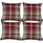 Load image into Gallery viewer, McAlister Textiles Angus Red + White Tartan 43cm 43cm Cushion Sets Cushions and Covers Cushion Covers Set of 4 
