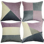 Load image into Gallery viewer, McAlister Textiles Patchwork Velvet Purple, Gold + Grey Cushion Set Cushions and Covers Cushion Covers 
