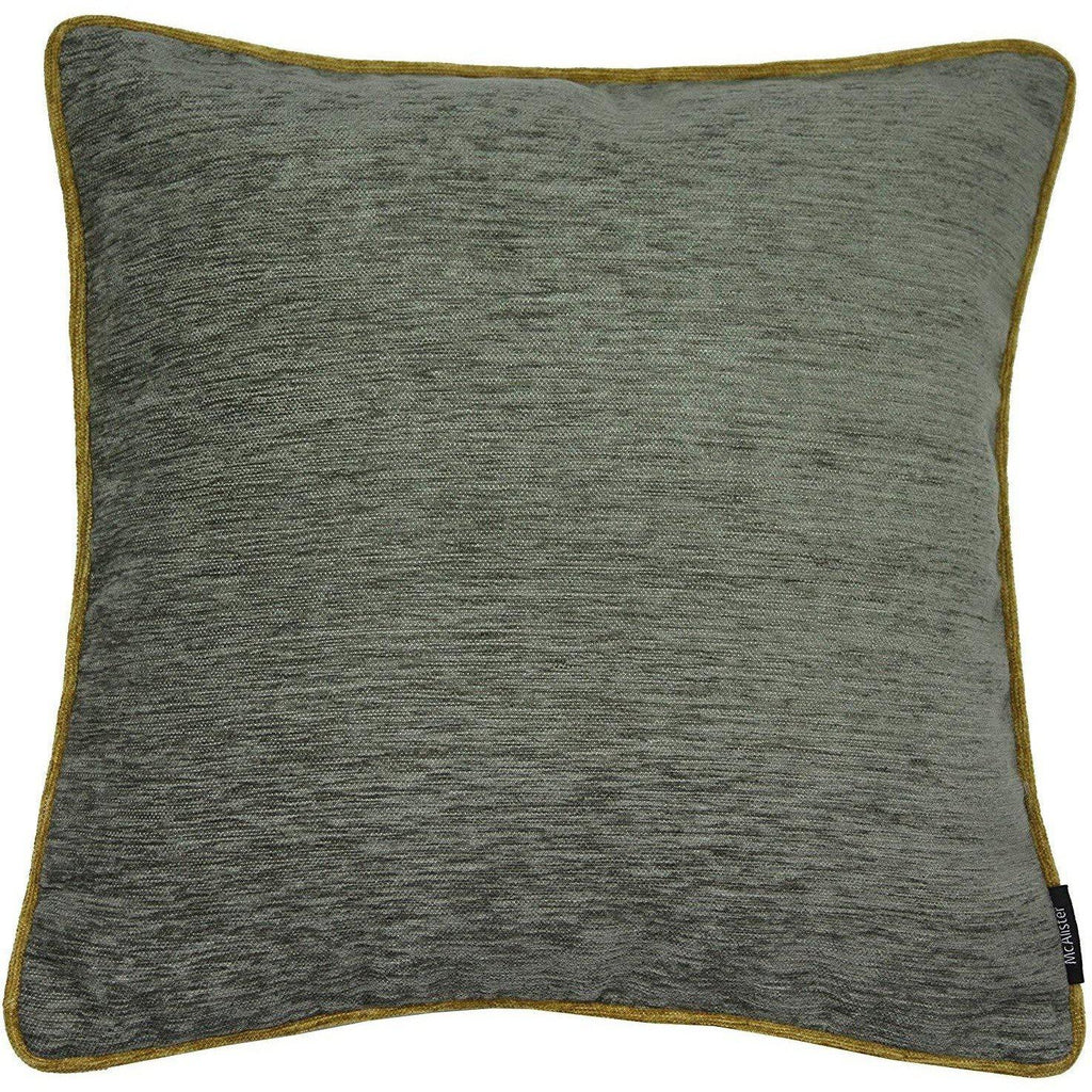 McAlister Textiles Plain Chenille Contrast Piped Grey + Yellow Cushion Cushions and Covers Cover Only 43cm x 43cm 