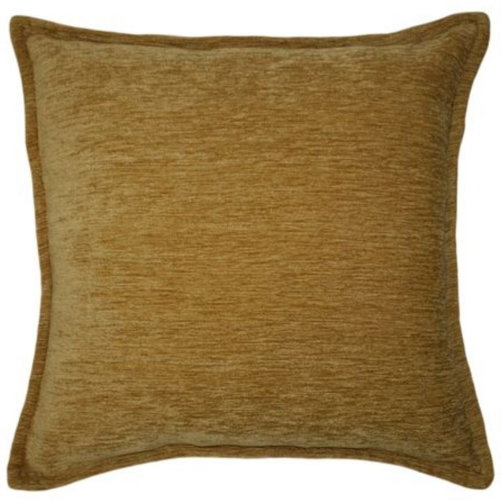 McAlister Textiles Plain Chenille Mustard Yellow Cushion Cushions and Covers Polyester Filler 43cm x 43cm 