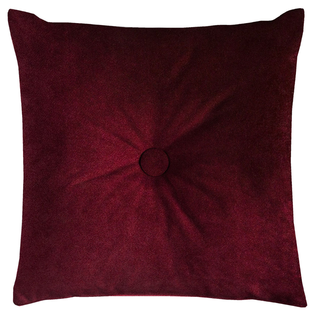 McAlister Textiles Matt Wine Red Velvet Button Cushions Cushions and Covers Polyester Filler 43cm x 43cm 