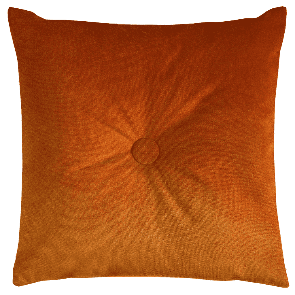 McAlister Textiles Matt Burnt Orange Velvet Button Cushions Cushions and Covers Polyester Filler 43cm x 43cm 