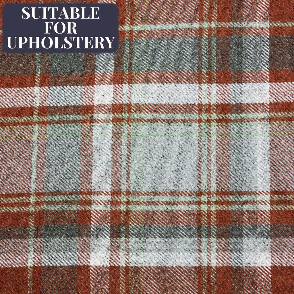 McAlister Textiles Heritage Tartan Burnt Orange + Grey Curtain Fabric Fabrics 