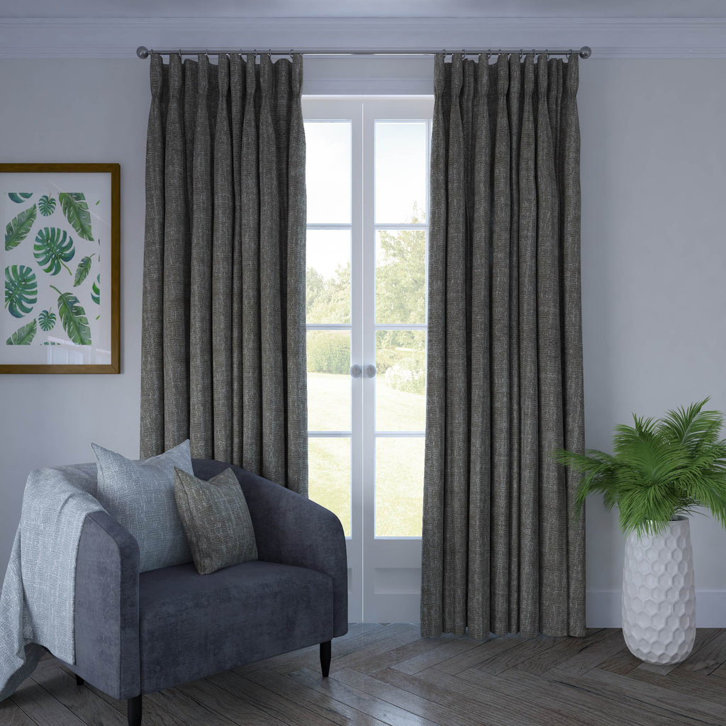 McAlister Textiles Eternity Grey Chenille Curtains Tailored Curtains 