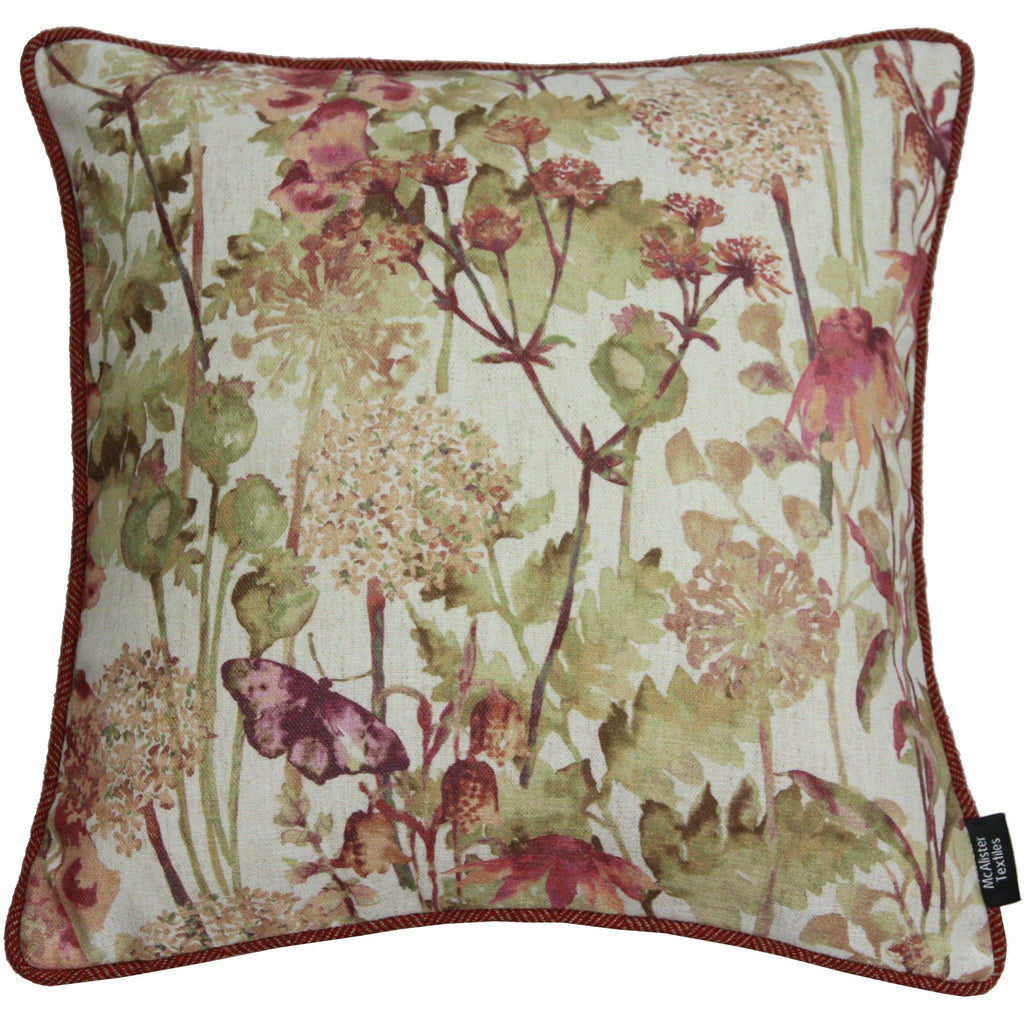 McAlister Textiles Wildflower Burnt Orange Linen Cushion Cushions and Covers Polyester Filler 43cm x 43cm 