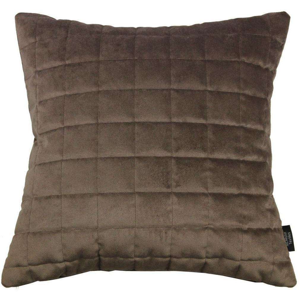 McAlister Textiles Square Quilted Mocha Brown Velvet Cushion Cushions and Covers Cover Only 43cm x 43cm 